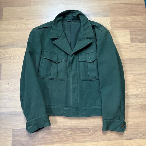 Men's Vintage 1940's US Army WW2 Green Wool Ike Military Jacket Coat 40R Medium